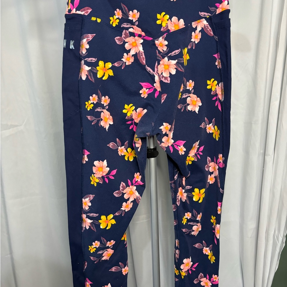 PINK Victoria's Secret Floral Blue and Pink Leggings